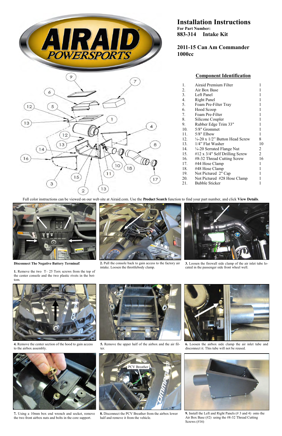 Airaid 883-314 User Manual | 5 pages