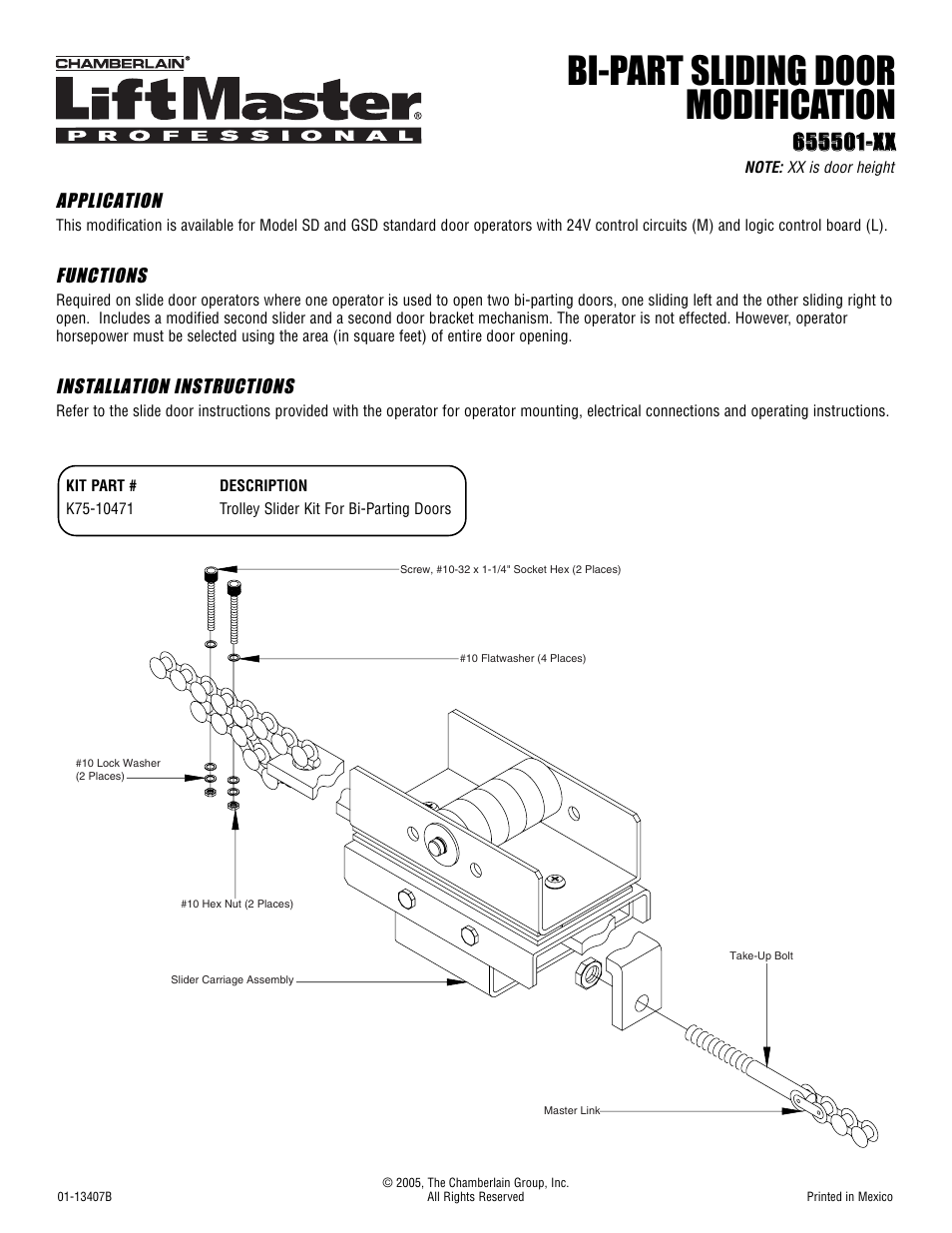 Chamberlain 655501 -X User Manual | 1 page