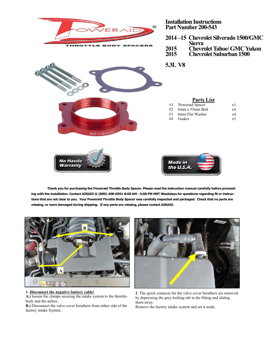 Airaid 200-543 User Manual | 2 pages
