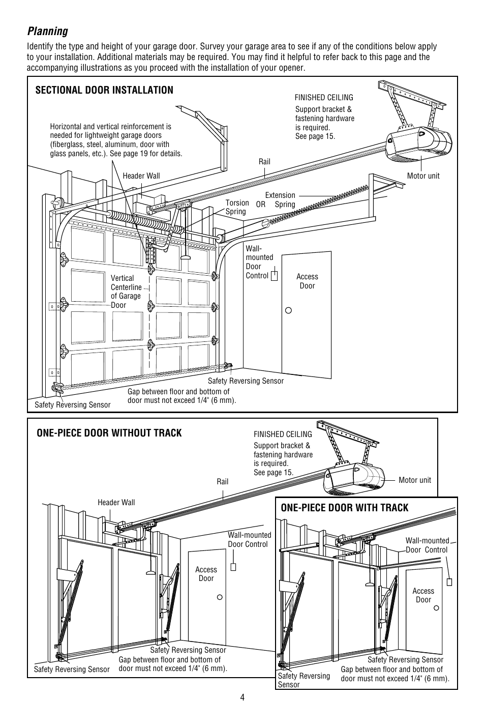 Planning | Chamberlain 3130M 1/3 HP User Manual | Page 4 / 36