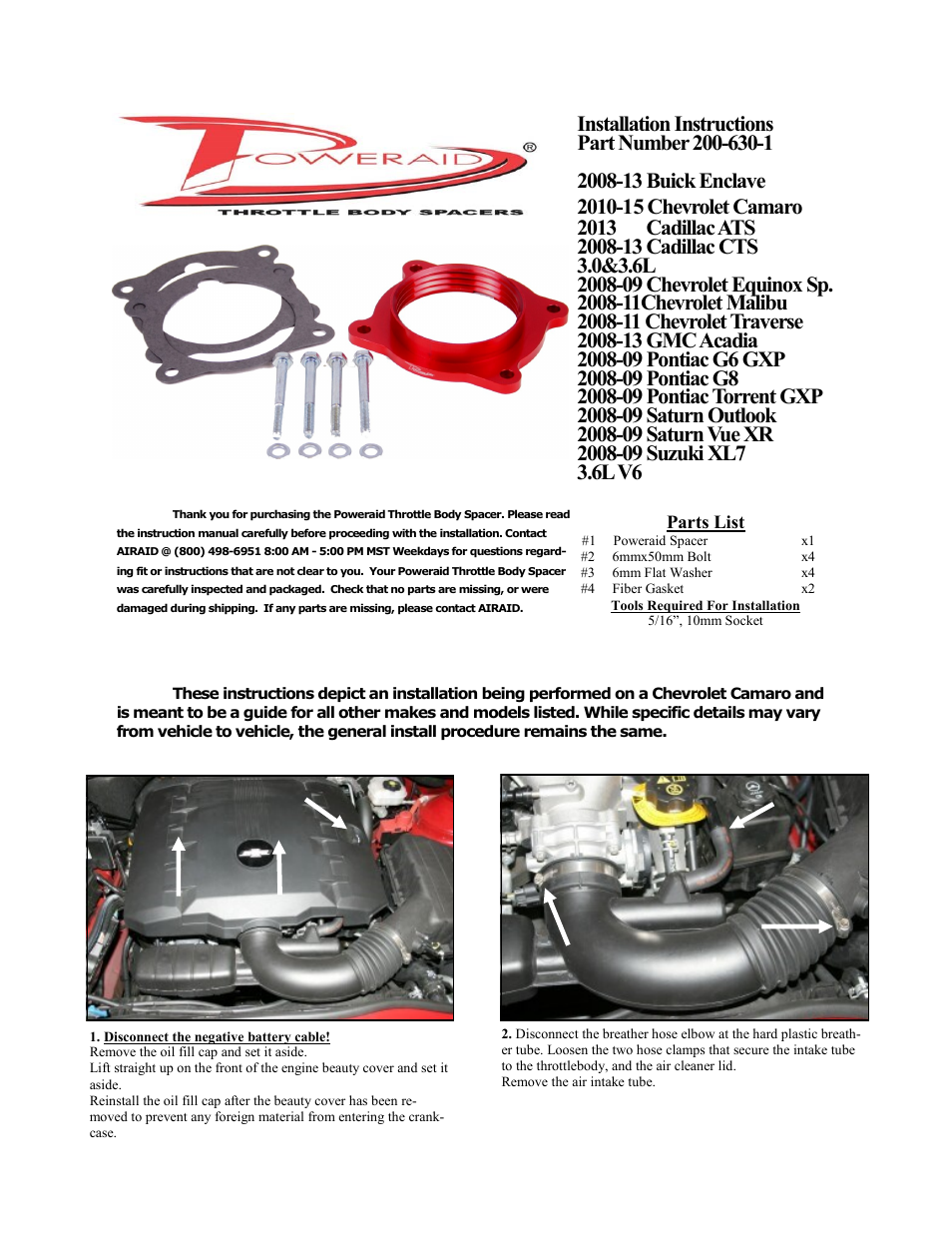 Airaid 200-630-1 User Manual | 2 pages