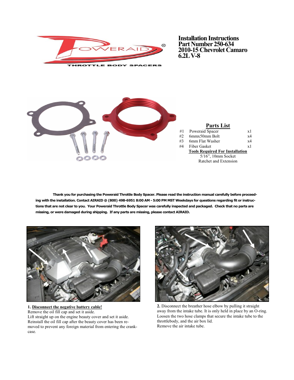 Airaid 250-634 User Manual | 2 pages