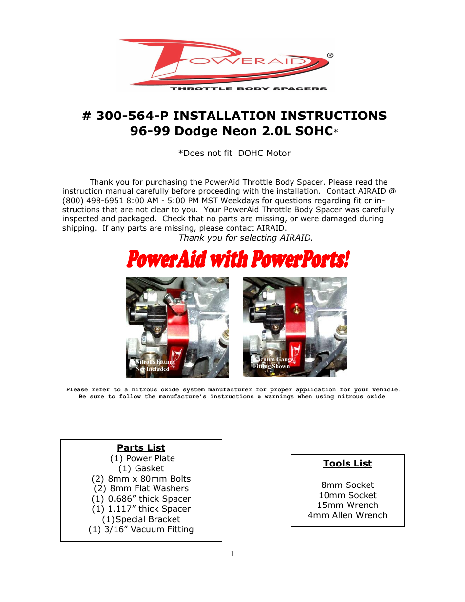 Airaid 300-564-P User Manual | 2 pages