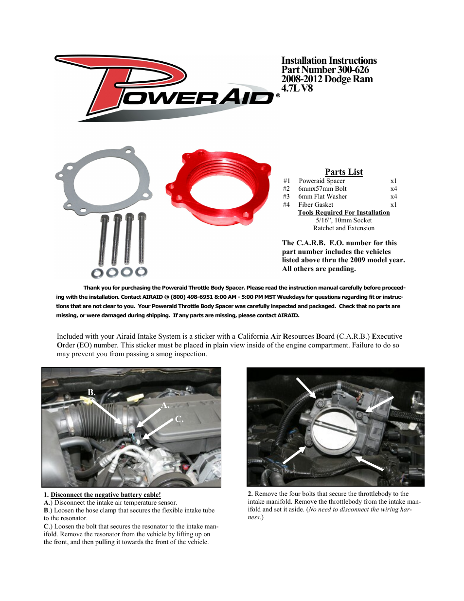 Airaid 300-626 User Manual | 2 pages