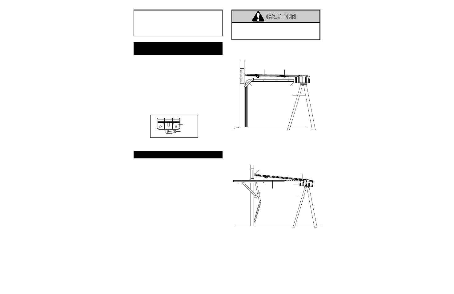 5) position the opener, Sectional door or 1 piece door w track, 1 piece door w/o track | Caution, Installation step 5, Position the opener, One-piece door without track | Chamberlain 2000SDC-R User Manual | Page 15 / 36