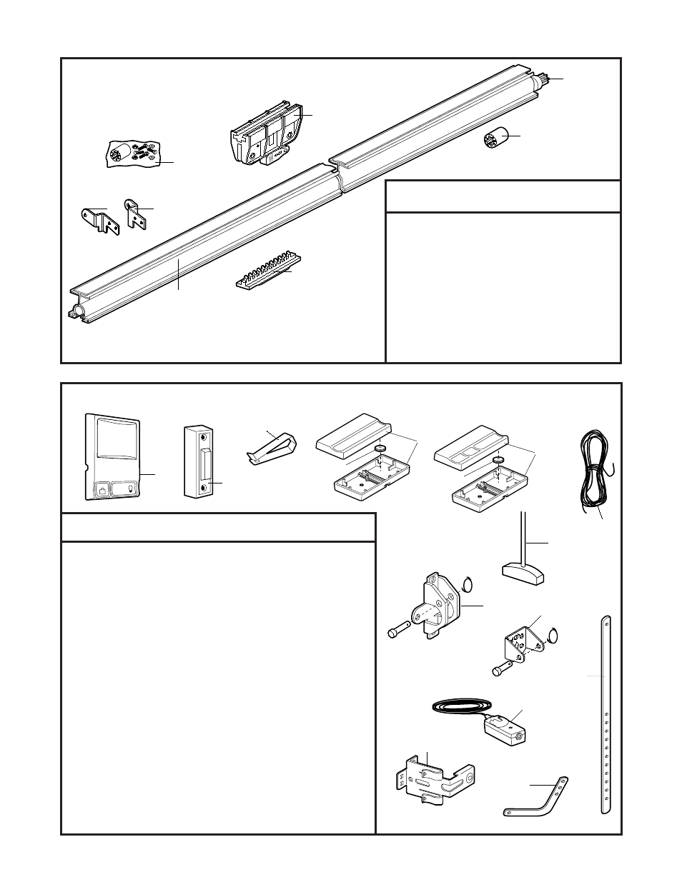 Repair parts, Rail assembly parts, Installation parts | Chamberlain 2000SDC-R User Manual | Page 32 / 36