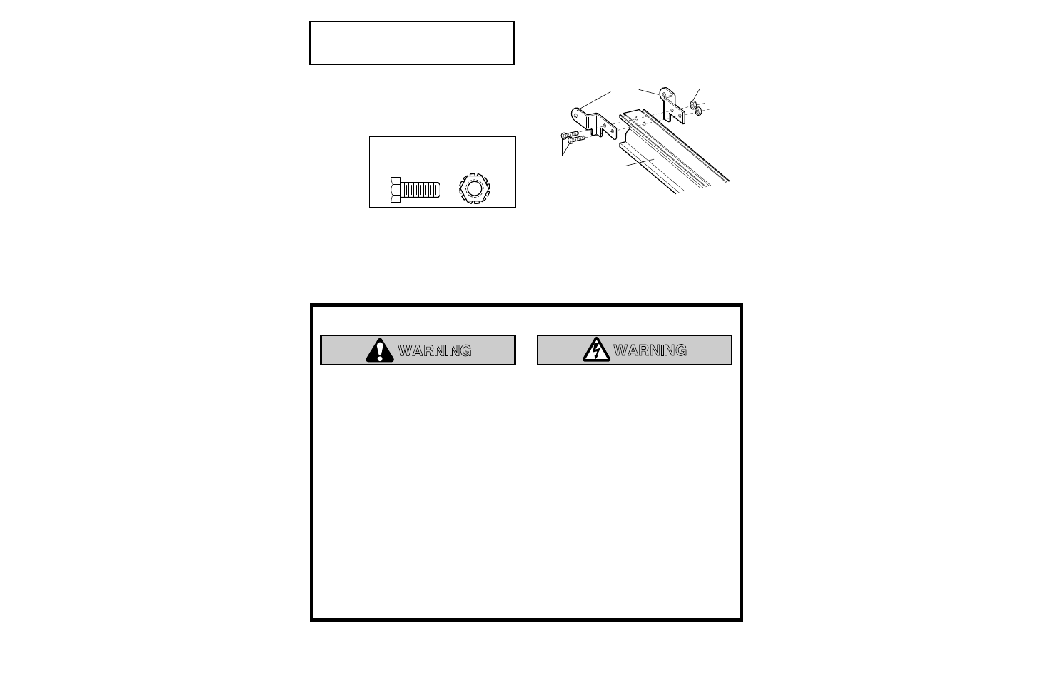 3) attach the rail brackets, Installation section, Important installation instructions | Warning, Assembly step 3 | Chamberlain 2000SDC-R User Manual | Page 7 / 36