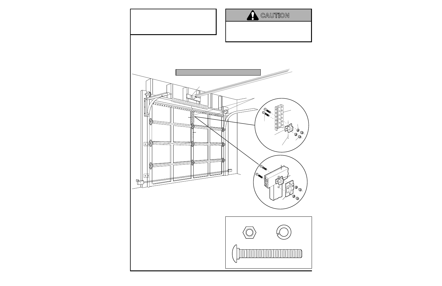 11) fasten door bracket, Sectional door, Caution | Installation step 11, Fasten door bracket, Figure 1 figure 2 | Chamberlain 1200 User Manual | Page 24 / 40