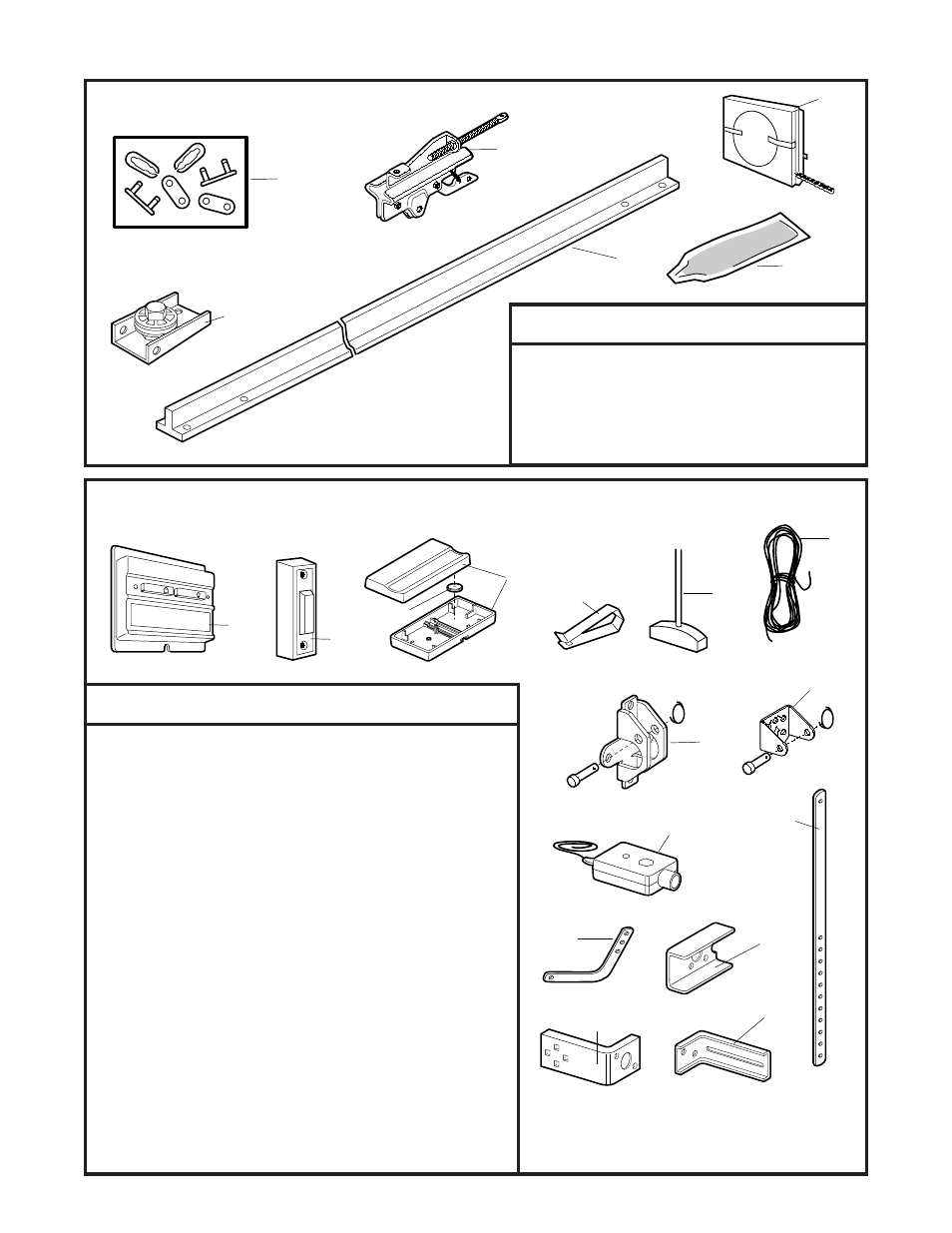Repair parts, Rail assembly parts, Installation parts | Rail assembly parts installation parts | Chamberlain 1200 User Manual | Page 36 / 40