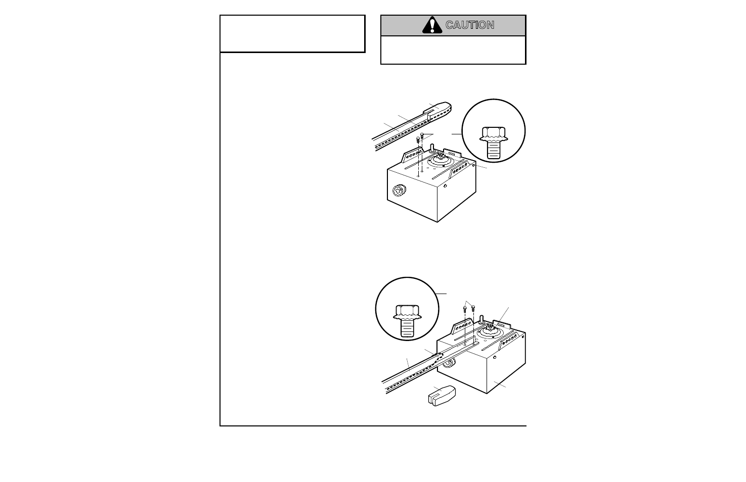 1256 & 1246 only, Caution, Assembly step 1 | Attach the t-rail to the opener | Chamberlain 1200 User Manual | Page 9 / 40