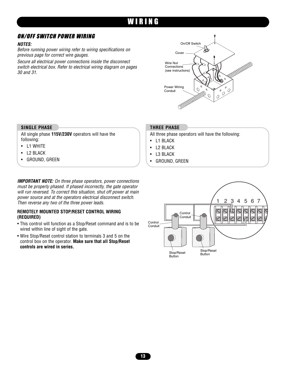 On/off switch power wiring | Chamberlain HS670 User Manual | Page 13 / 36