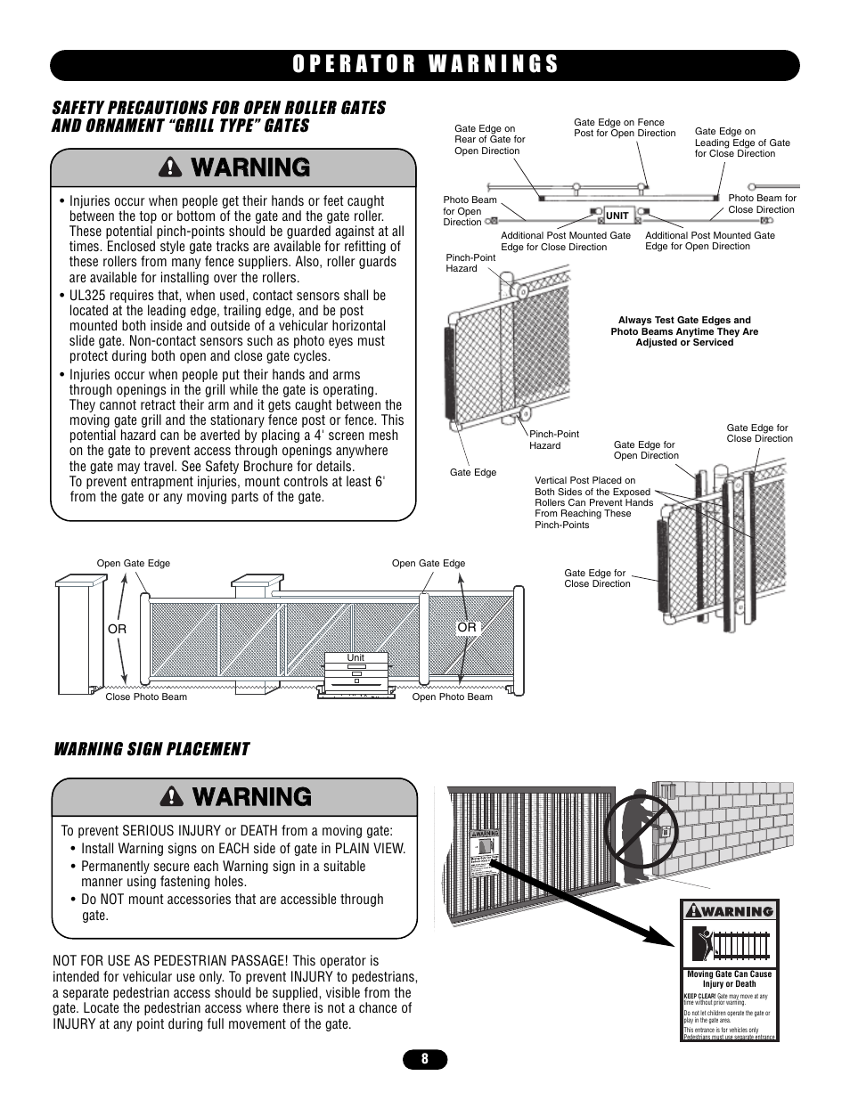 Warning sign placement | Chamberlain HS670 User Manual | Page 8 / 36