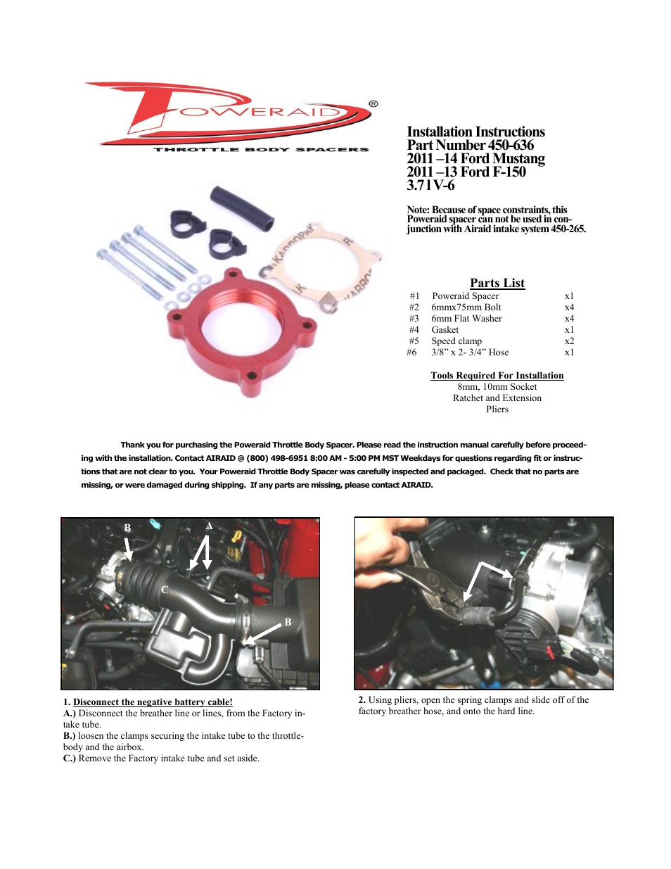 Airaid 450-636 User Manual | 2 pages