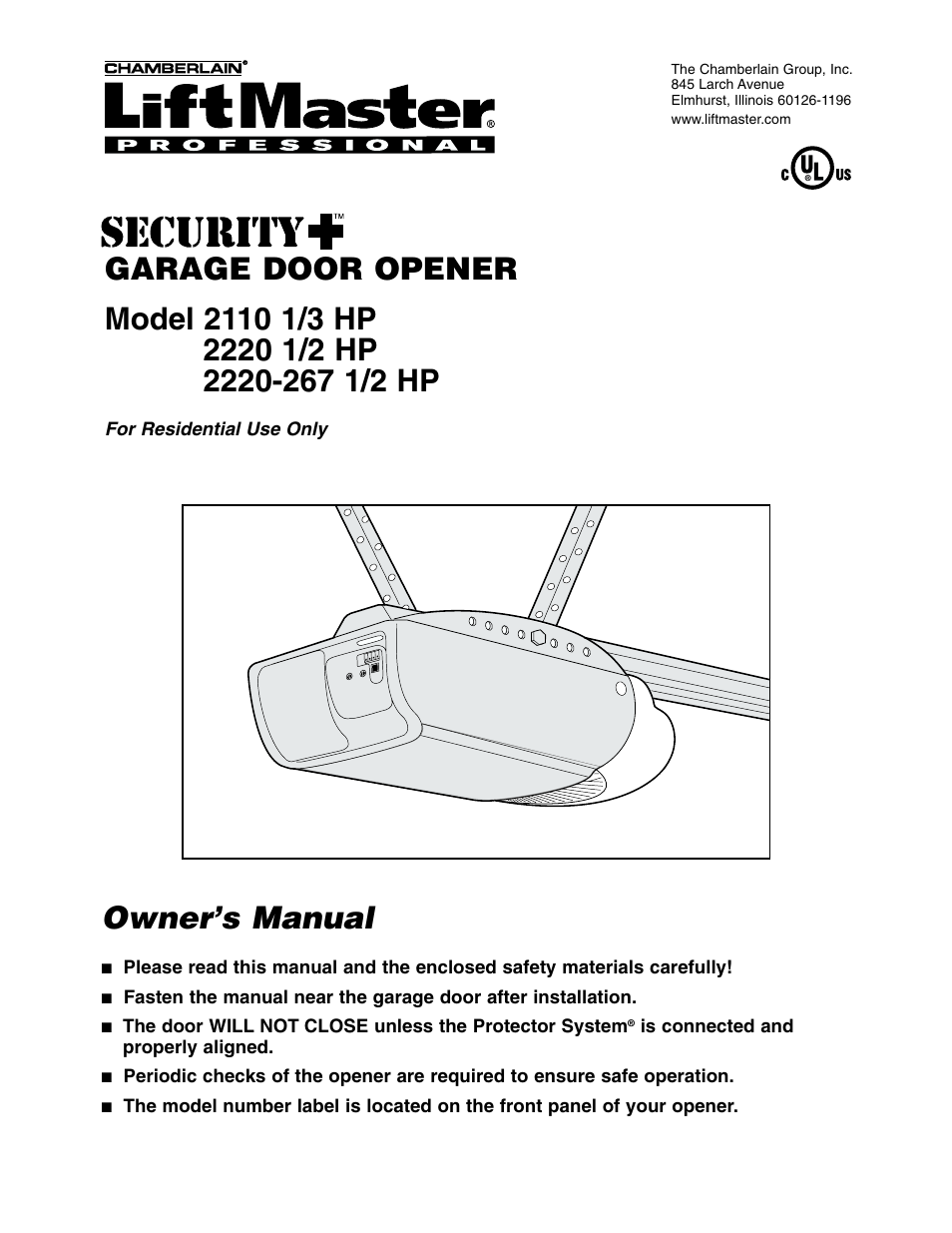 Chamberlain 2110 1/3 HP User Manual | 36 pages