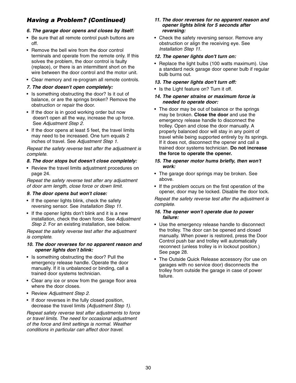 Chamberlain 2110 1/3 HP User Manual | Page 30 / 36