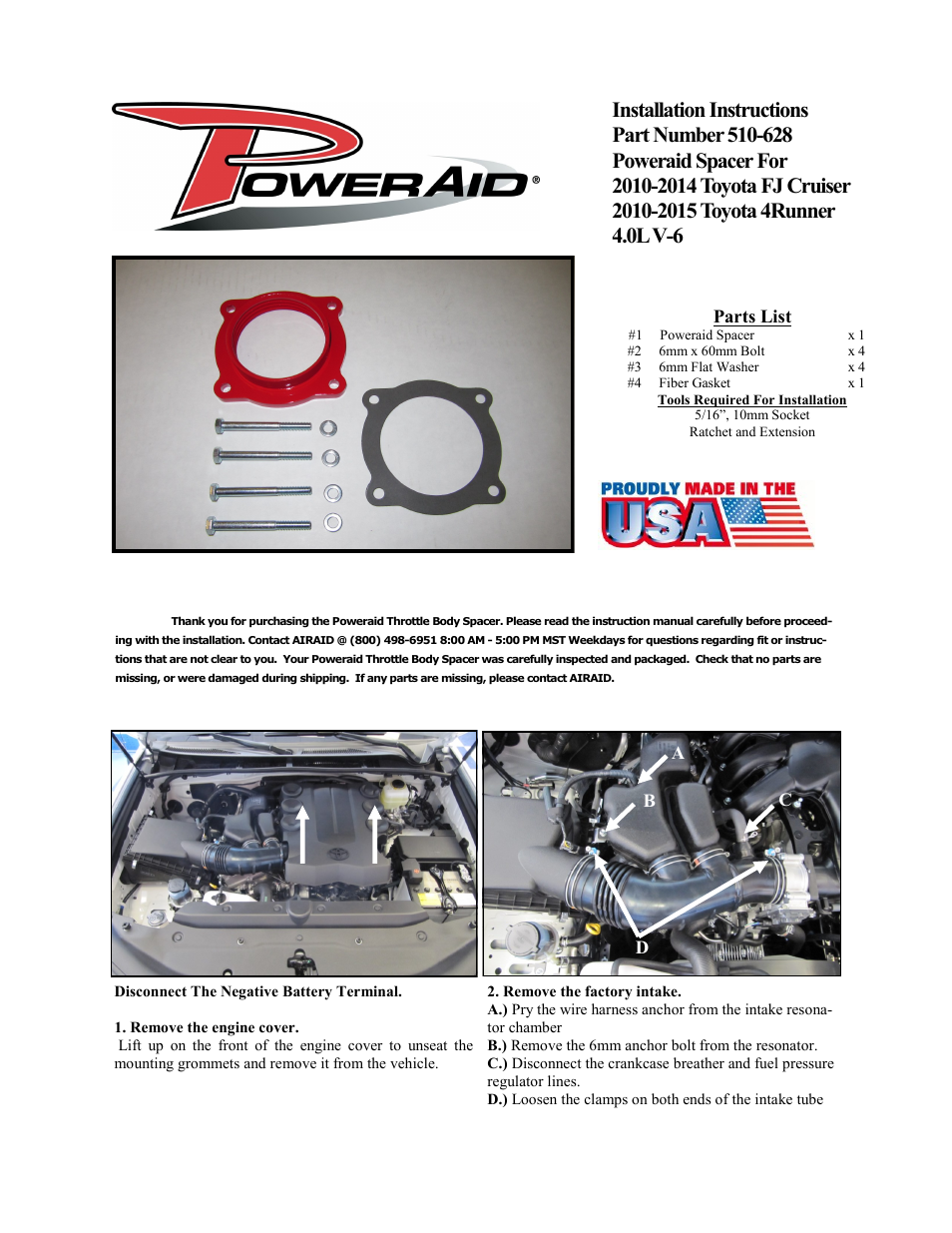 Airaid 510-628 User Manual | 2 pages