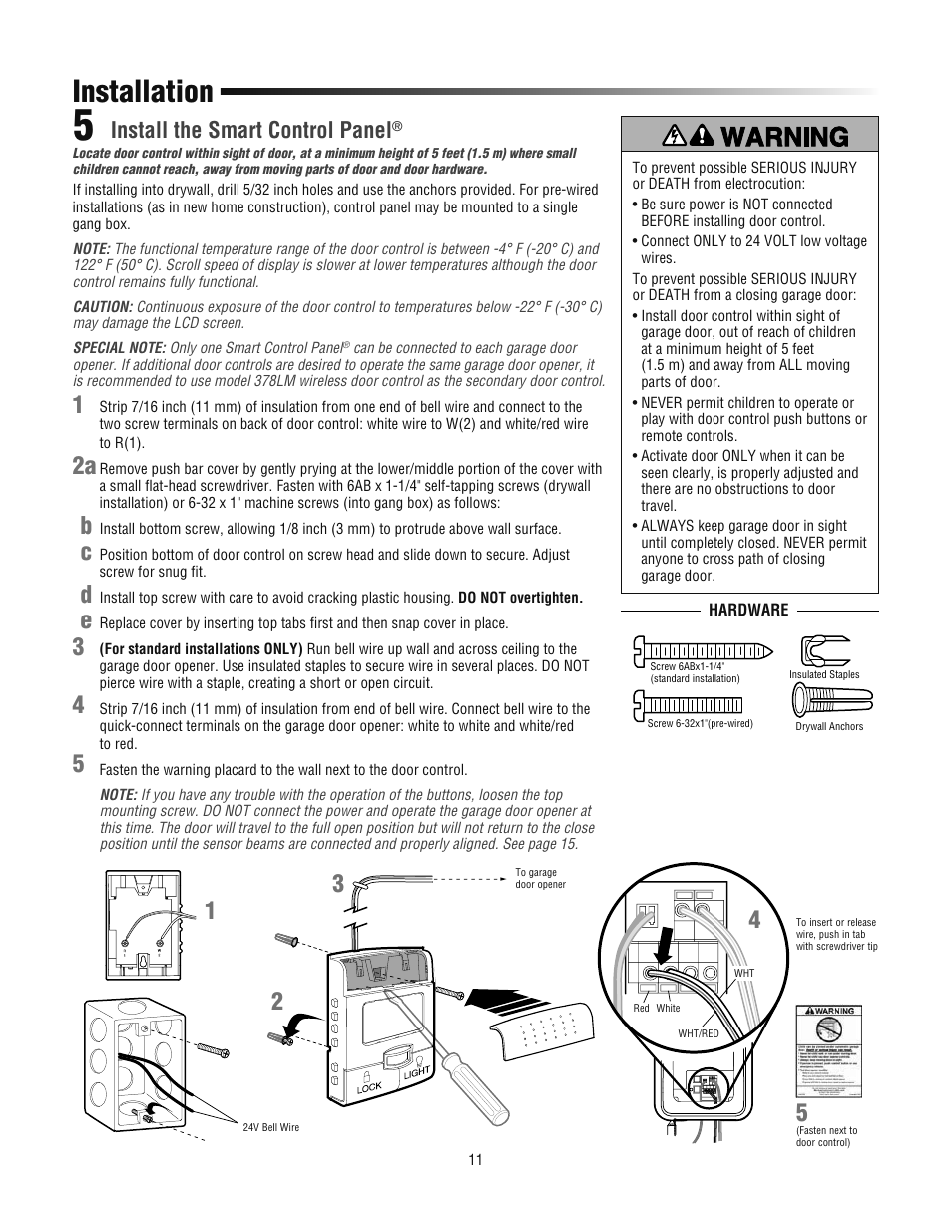 Install the smart control panel, Installation | Chamberlain 3800PLD User Manual | Page 11 / 36