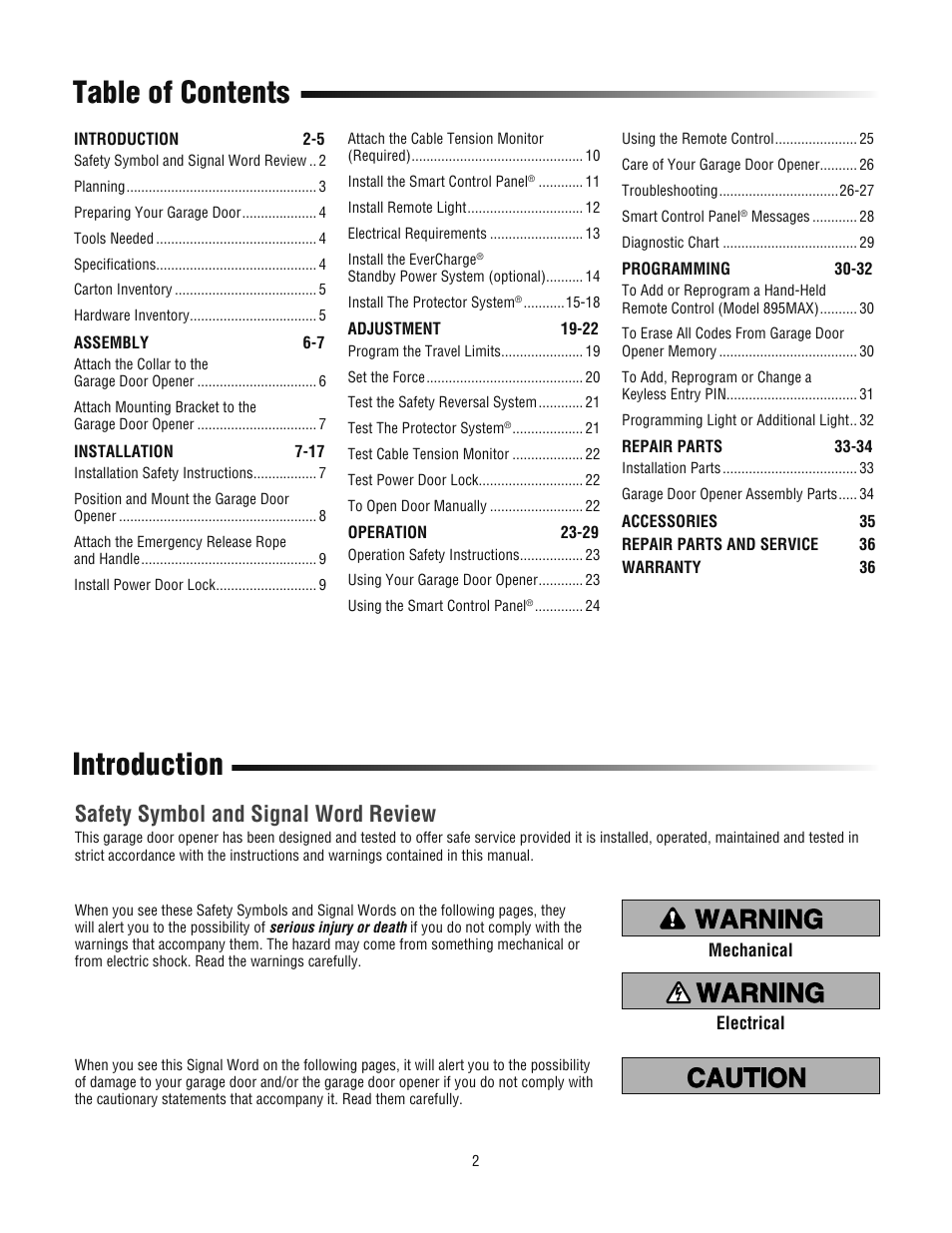 Chamberlain 3800PLD User Manual | Page 2 / 36