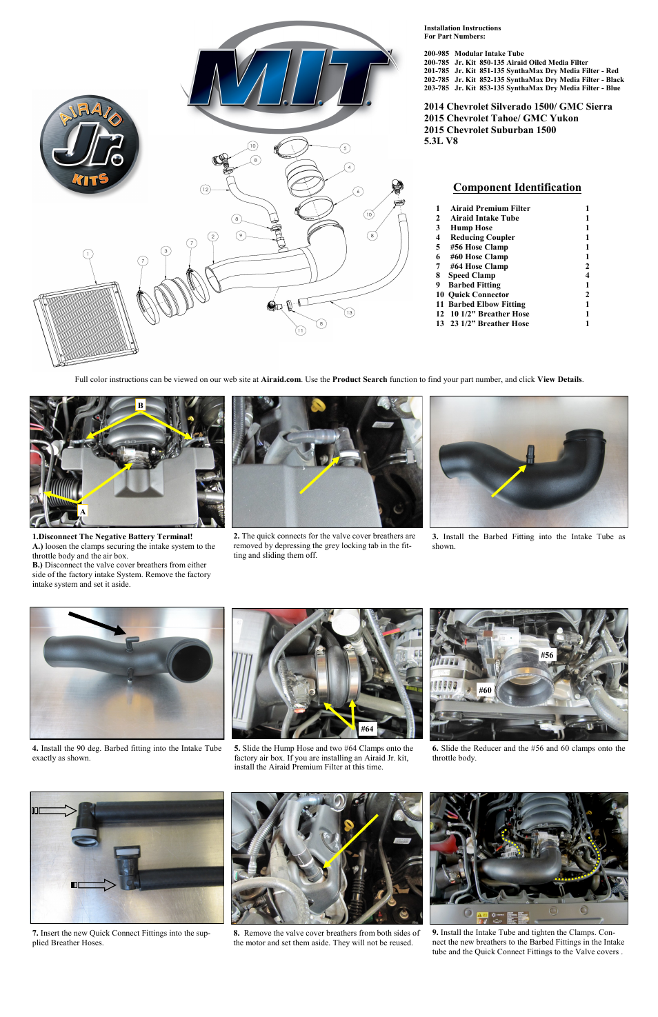Airaid 200-785 User Manual | 2 pages