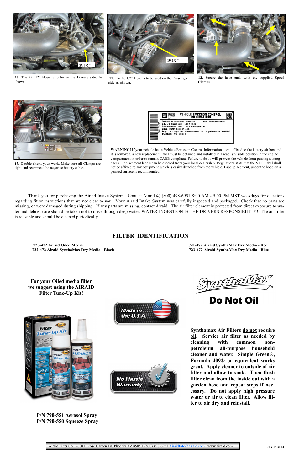 Filter identification | Airaid 200-785 User Manual | Page 2 / 2