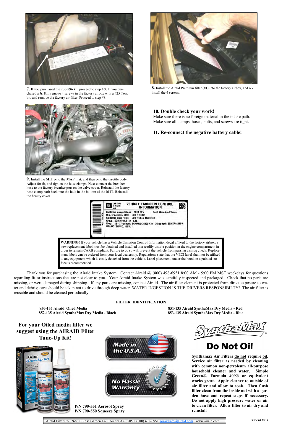 Airaid 200-796 User Manual | Page 2 / 2