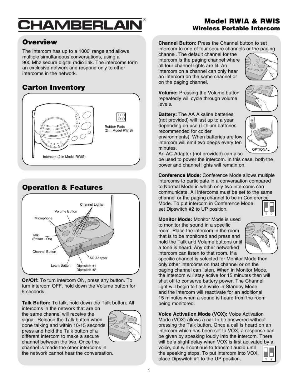 Chamberlain CARTON INVENTORY RWIS User Manual | 4 pages