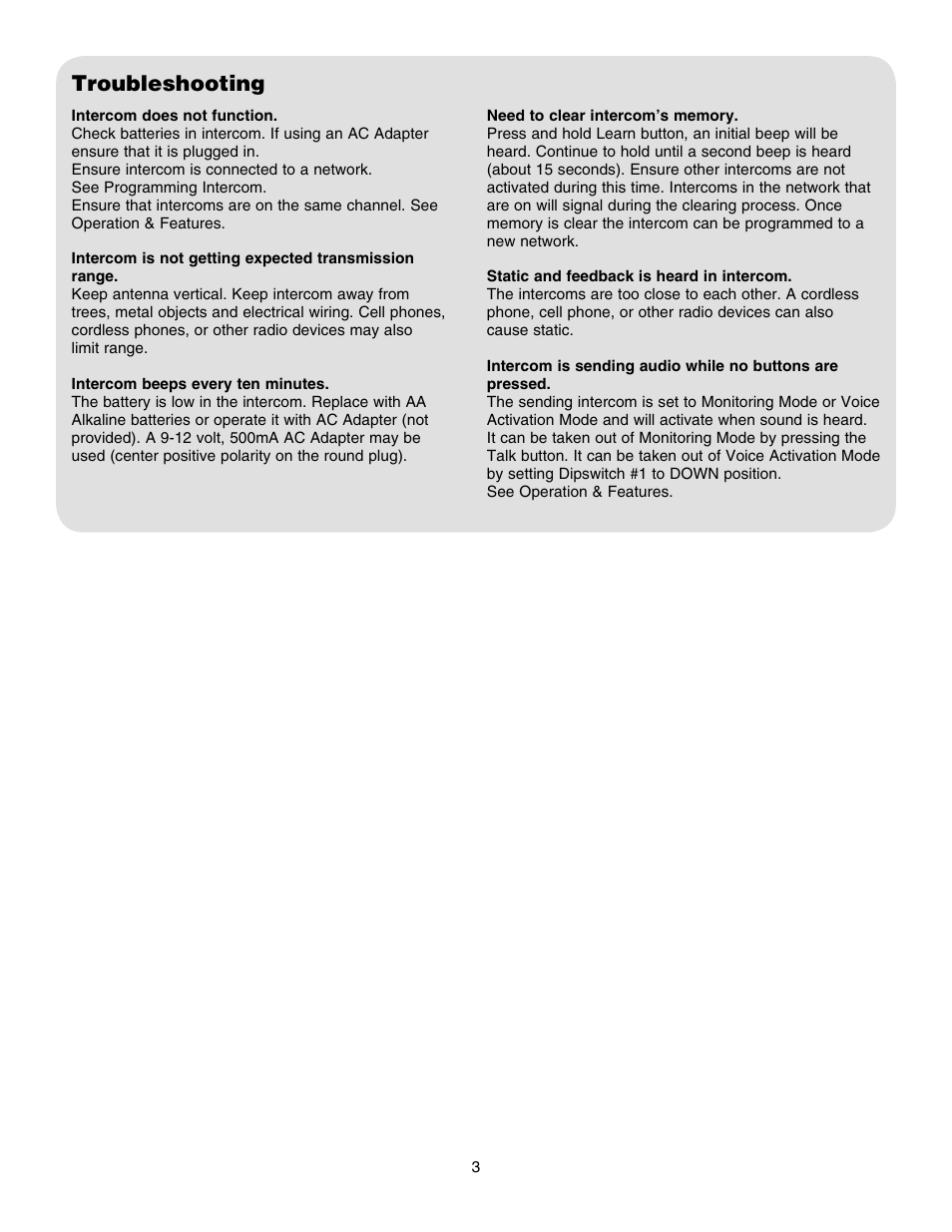 Troubleshooting | Chamberlain CARTON INVENTORY RWIS User Manual | Page 3 / 4