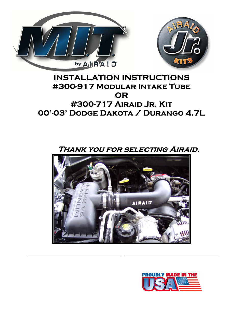 Airaid 300-717 User Manual | 2 pages