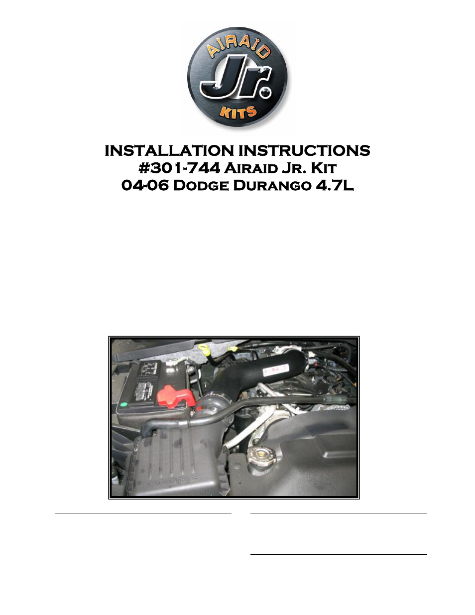 Airaid 301-744 User Manual | 4 pages