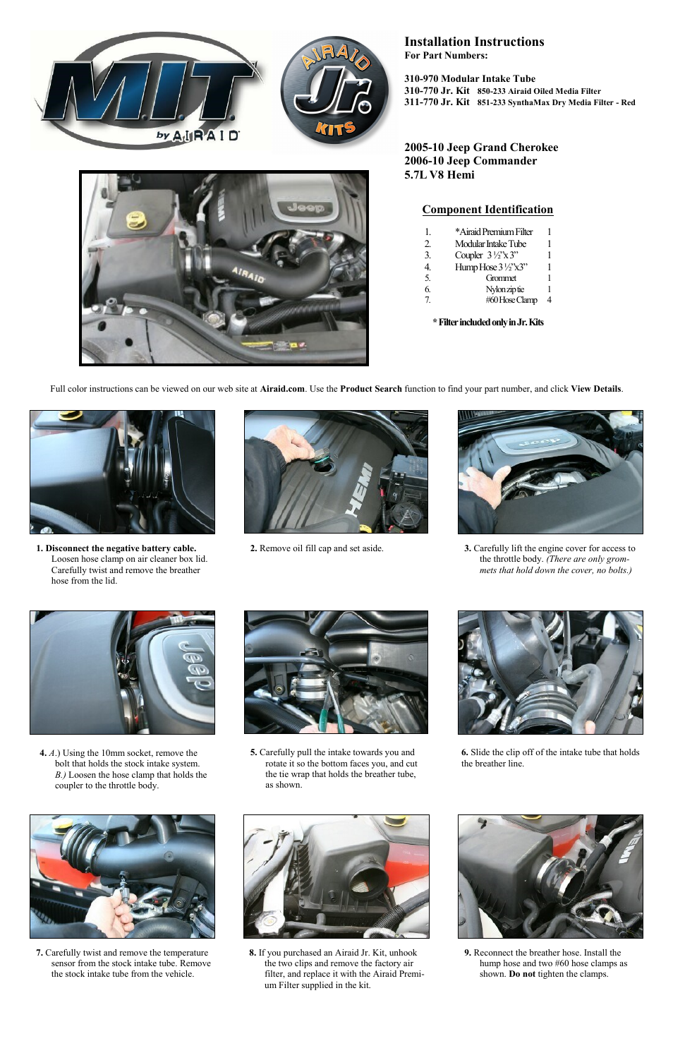 Airaid 310-770 User Manual | 2 pages