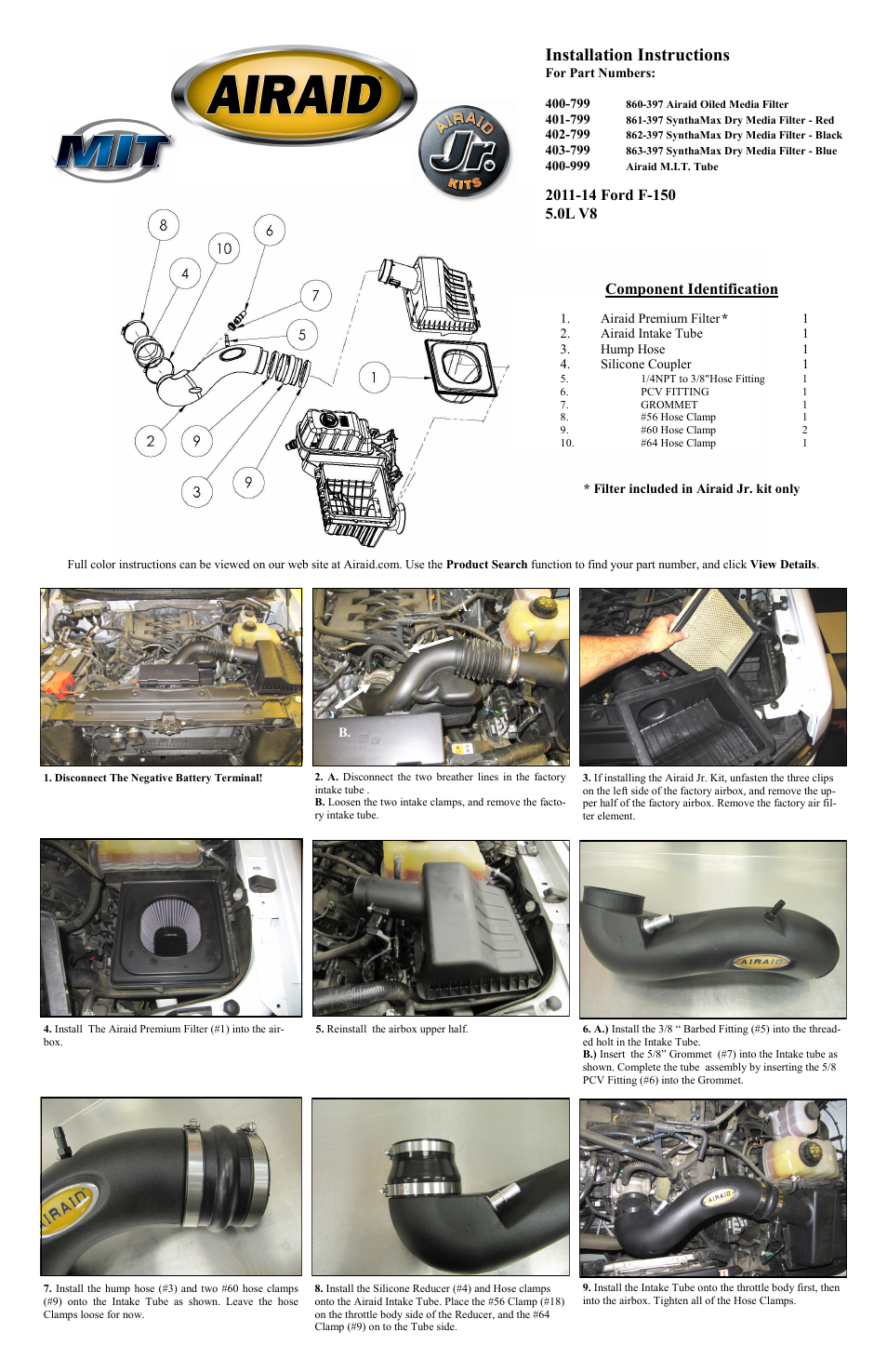 Airaid 400-799 User Manual | 2 pages