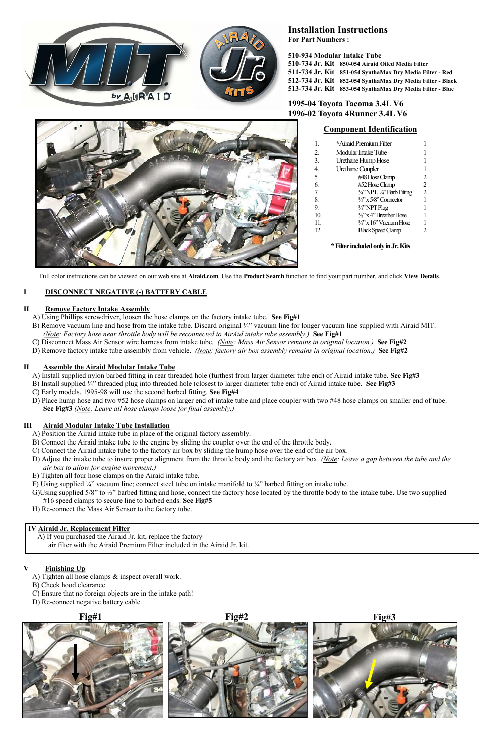 Airaid 511-734 User Manual | 2 pages