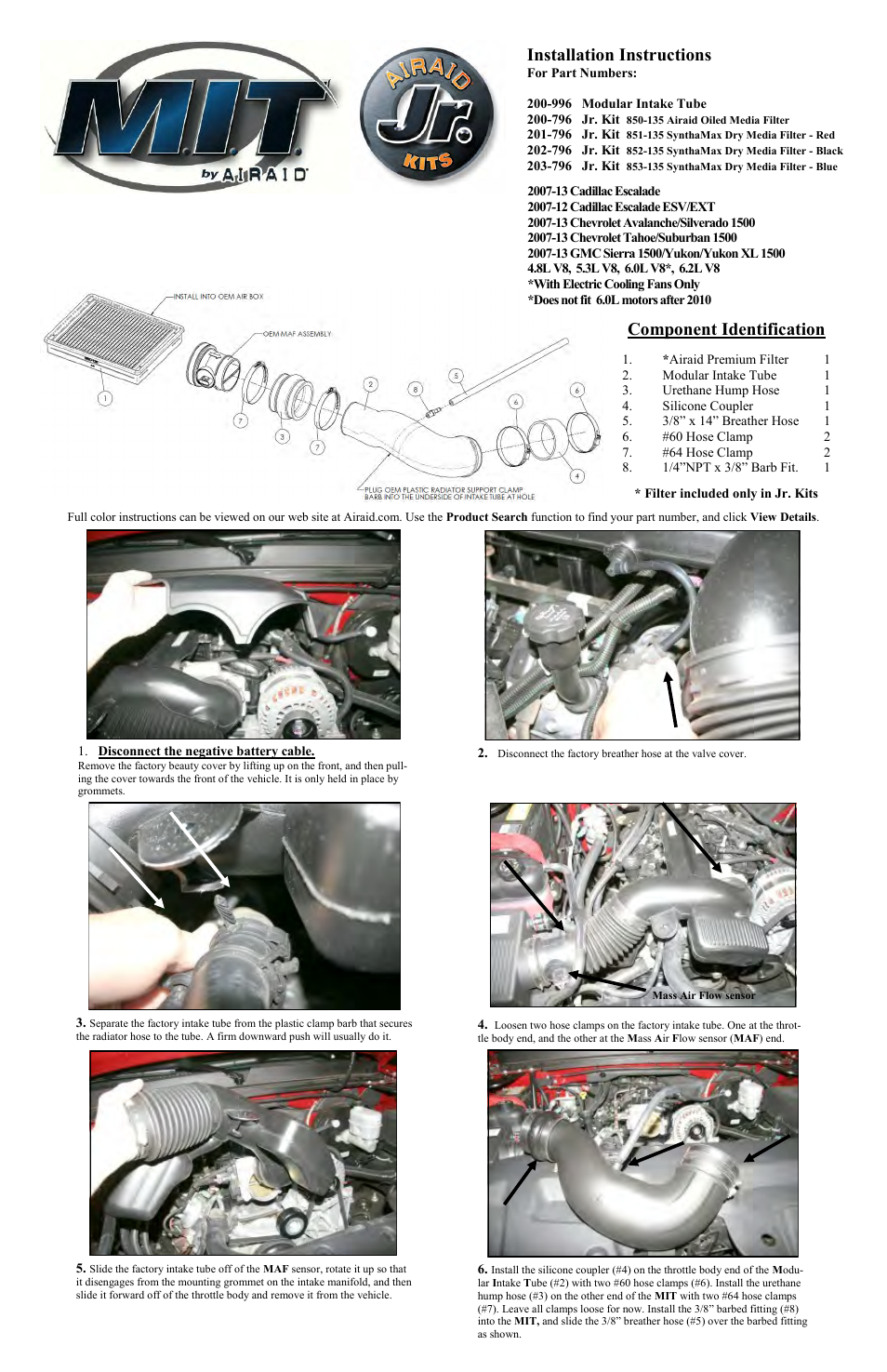 Airaid 200-996 User Manual | 2 pages