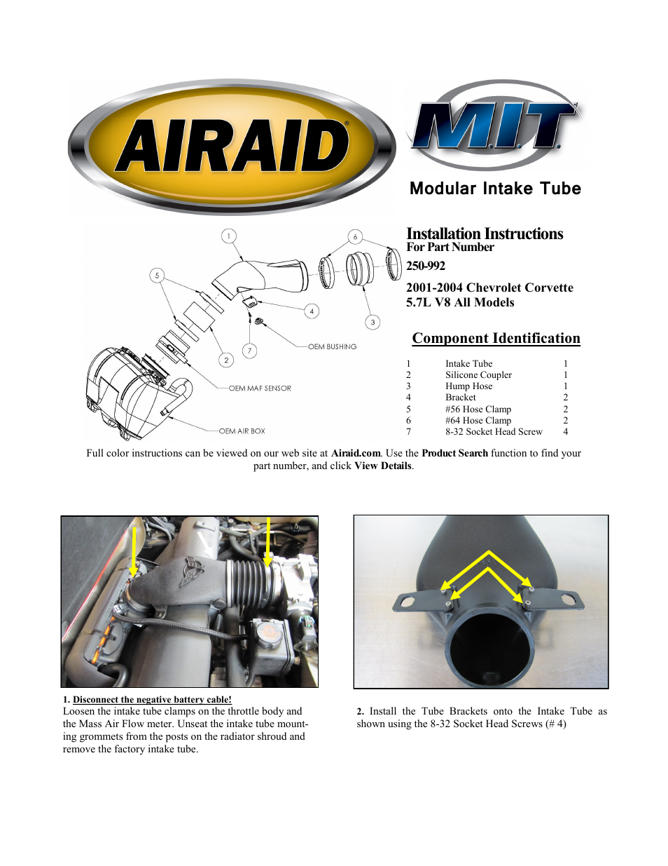 Airaid 250-992 User Manual | 2 pages