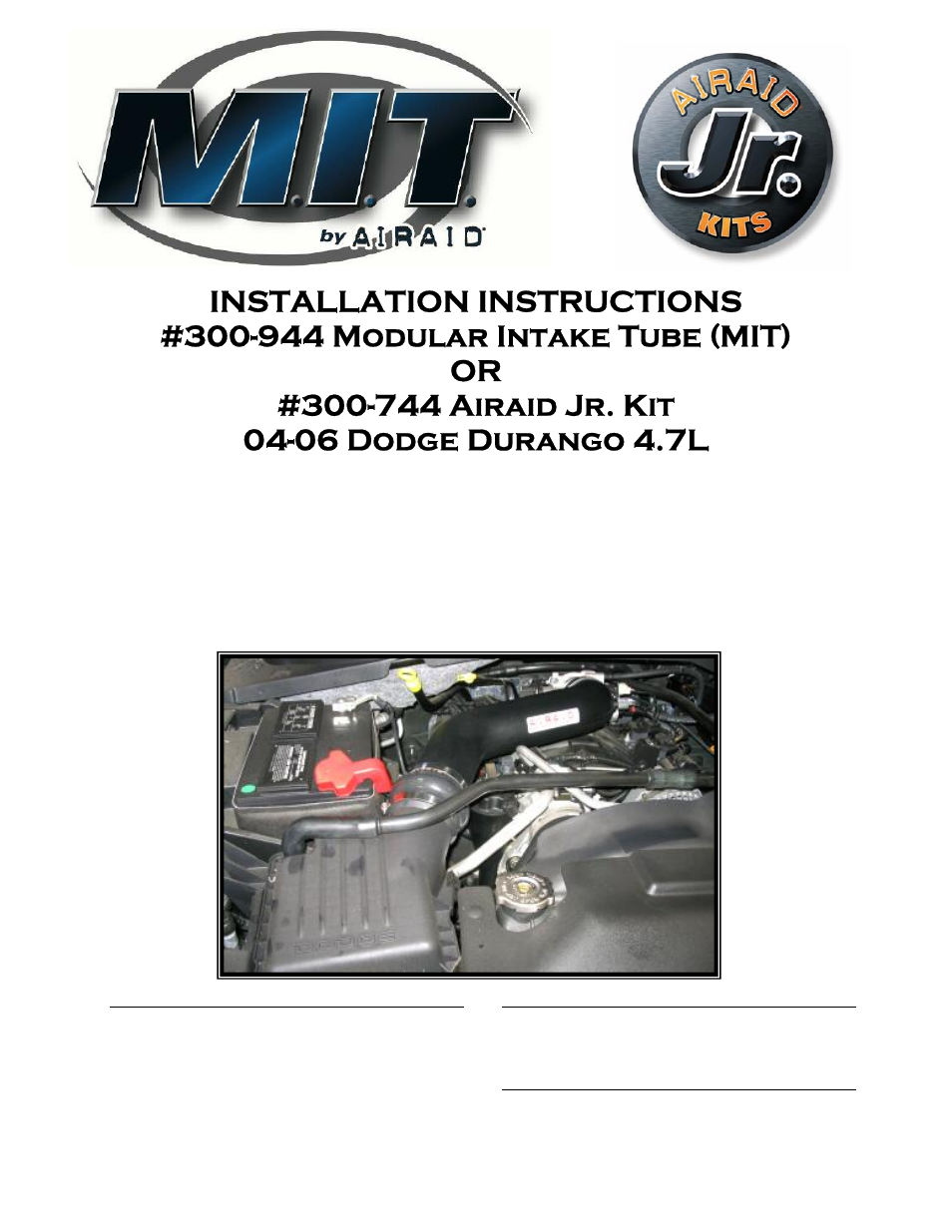 Airaid 300-944 User Manual | 4 pages