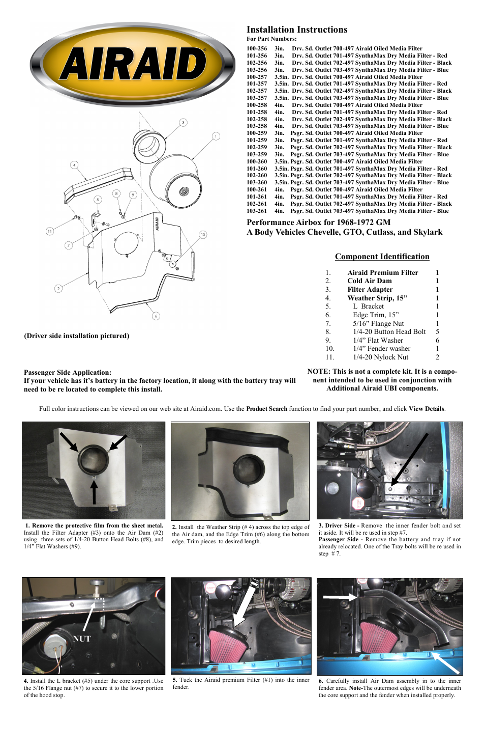 Airaid 100-256 User Manual | 2 pages