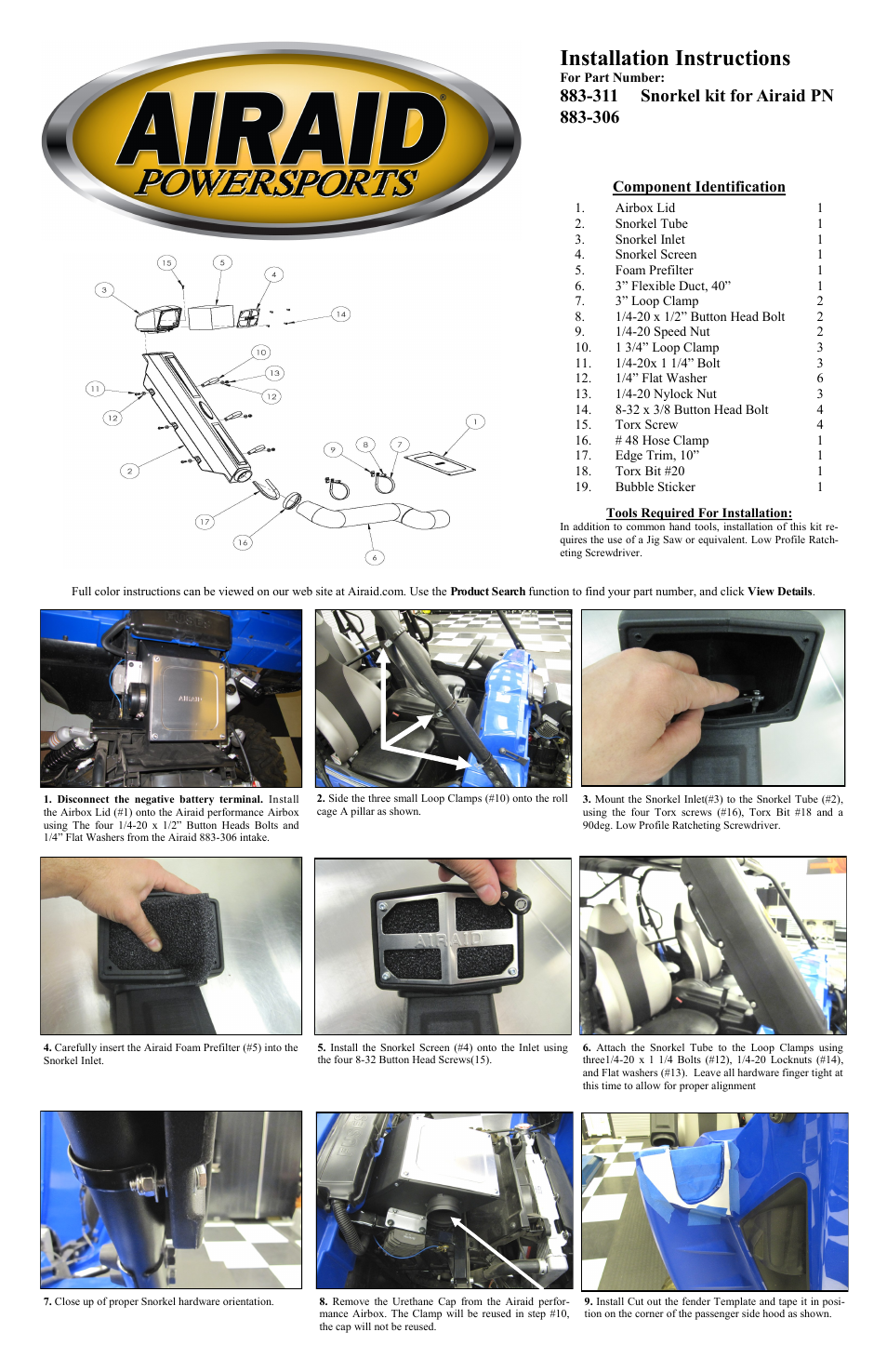 Airaid 883-311 User Manual | 3 pages