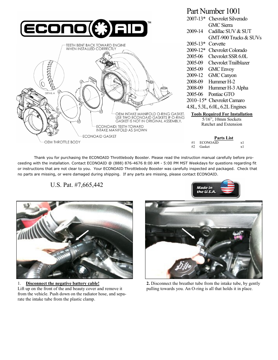 Airaid 1001 User Manual | 2 pages