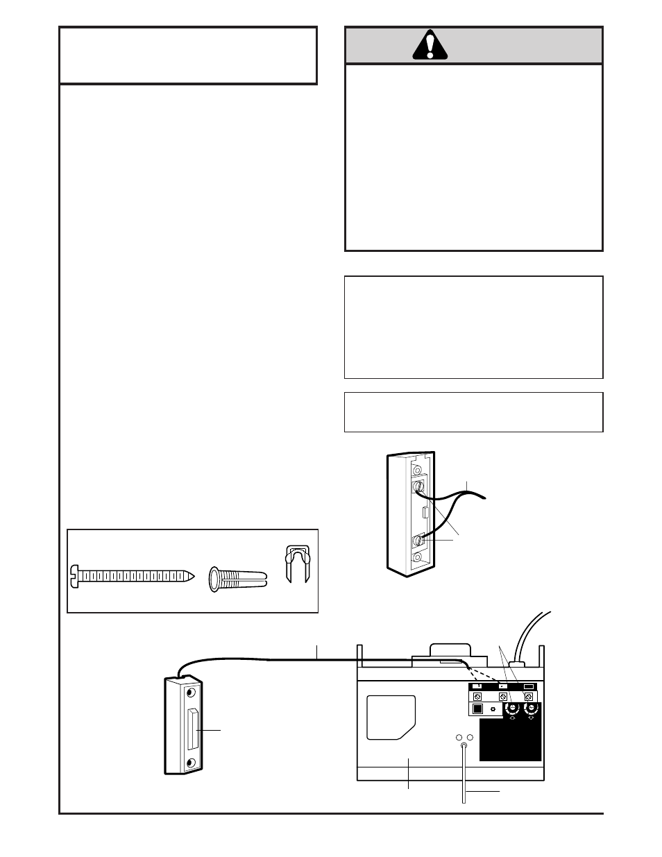 Install door control, Warning, Installation step 6 | Install the door control, Hardware shown actual size | Chamberlain 985 User Manual | Page 14 / 36