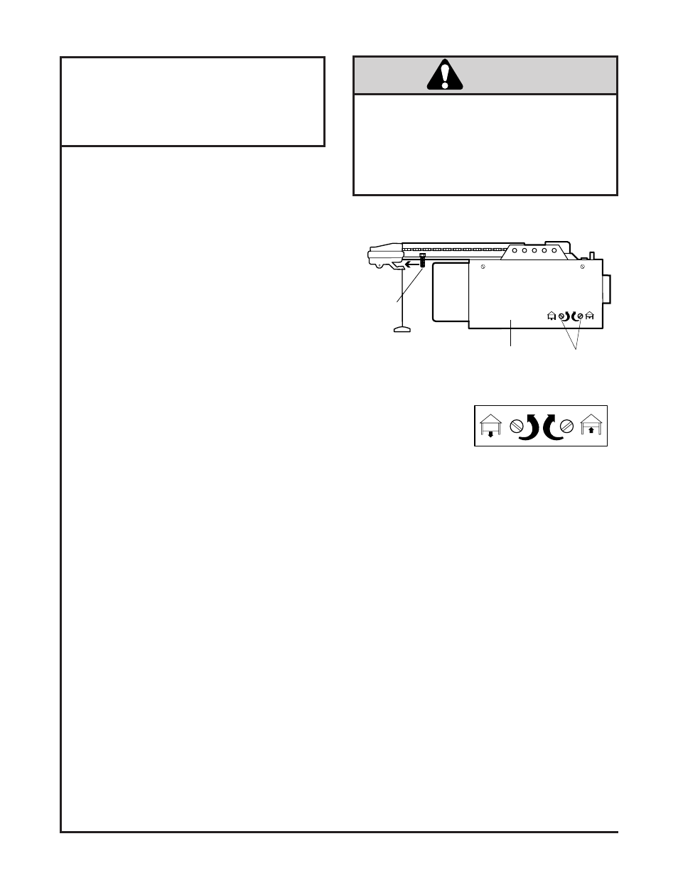Adjustment section, Adjust up & down limits, Warning | Adjustment step 1, Adjust the up and down limits | Chamberlain 985 User Manual | Page 24 / 36