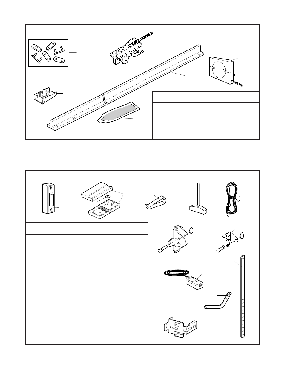 Repair parts, Rail assembly parts, Installation parts | Rail assembly parts installation parts | Chamberlain 985 User Manual | Page 32 / 36