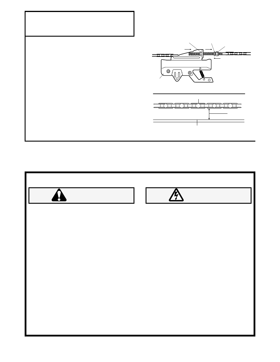 Tighten chain, Important installation instructions, Warning | Assembly step 2, Tighten the chain | Chamberlain 985 User Manual | Page 7 / 36