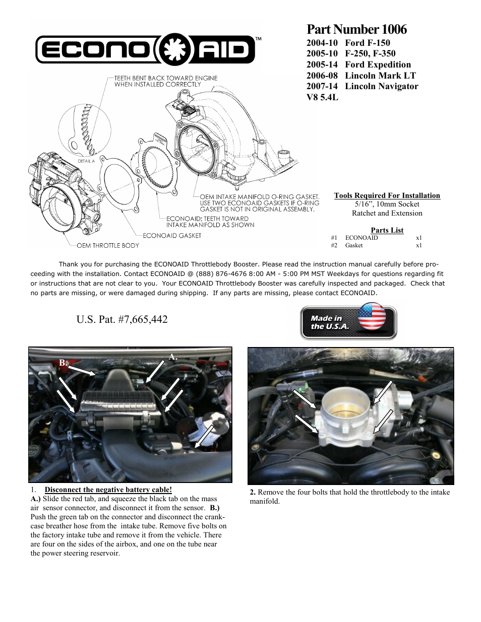 Airaid 1006 User Manual | 2 pages