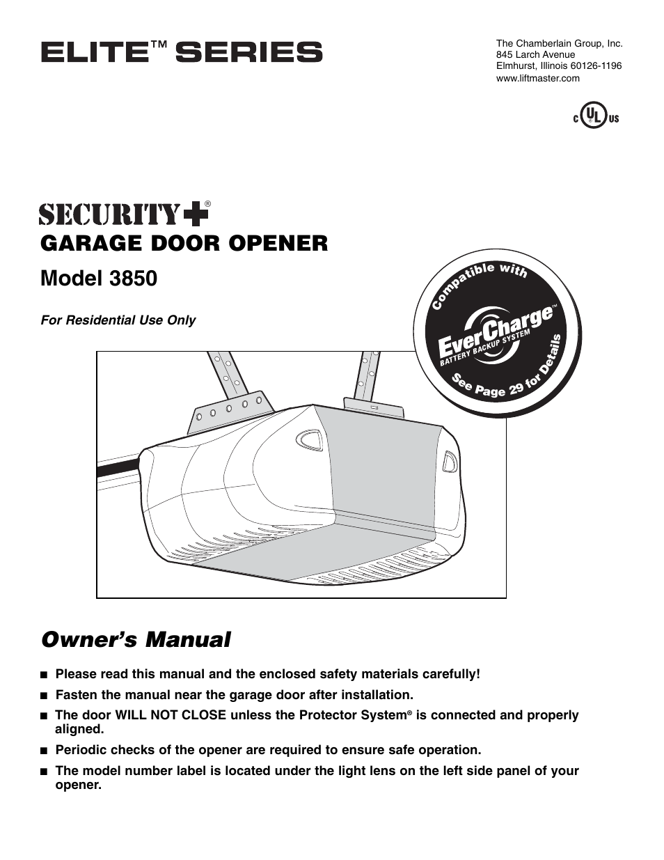 Chamberlain 3850 User Manual | 40 pages