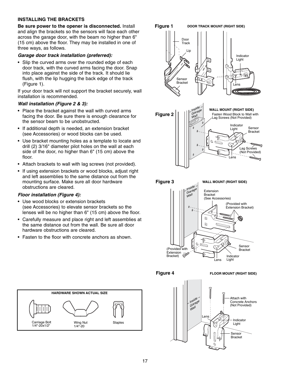 Installing the brackets | Chamberlain 3850 User Manual | Page 17 / 40