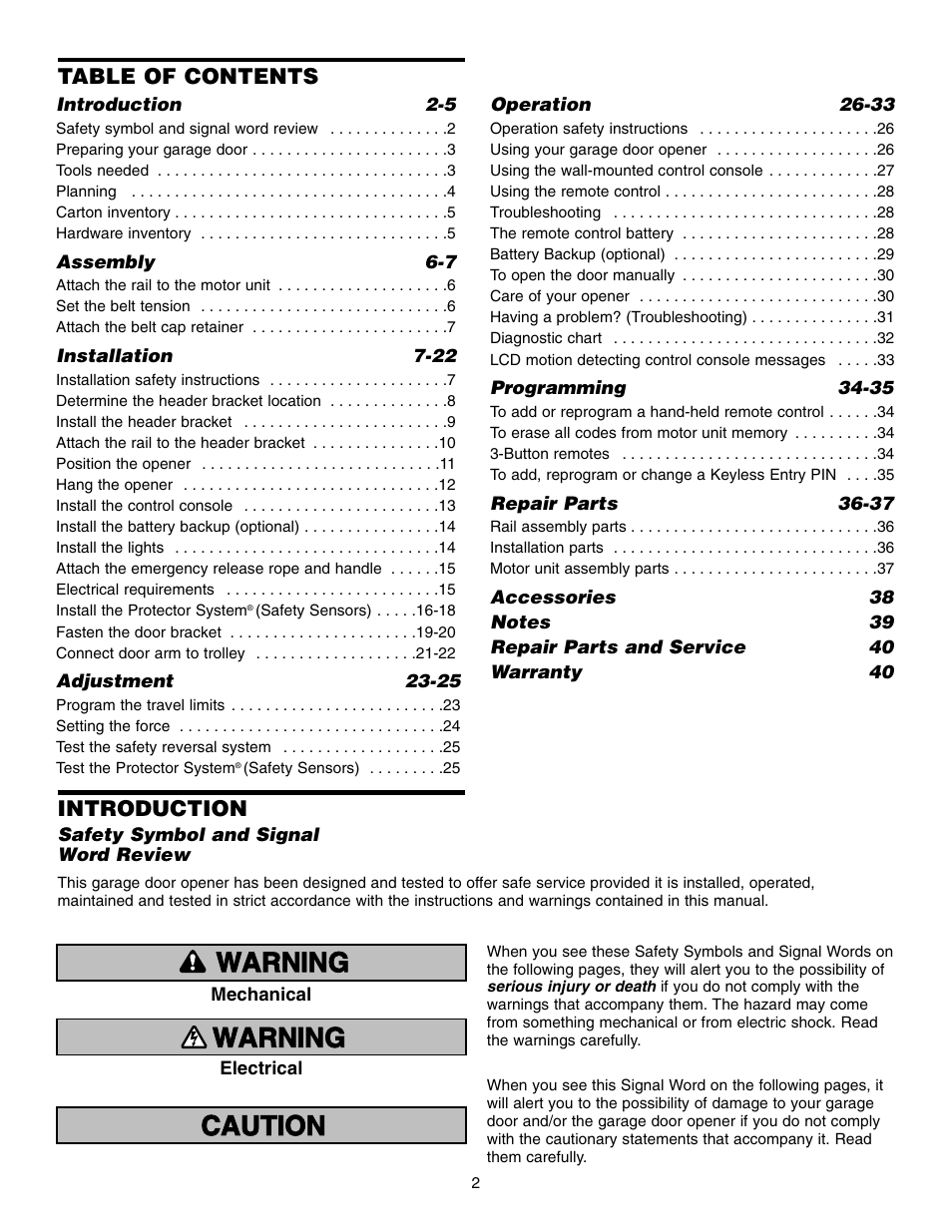 Chamberlain 3850 User Manual | Page 2 / 40