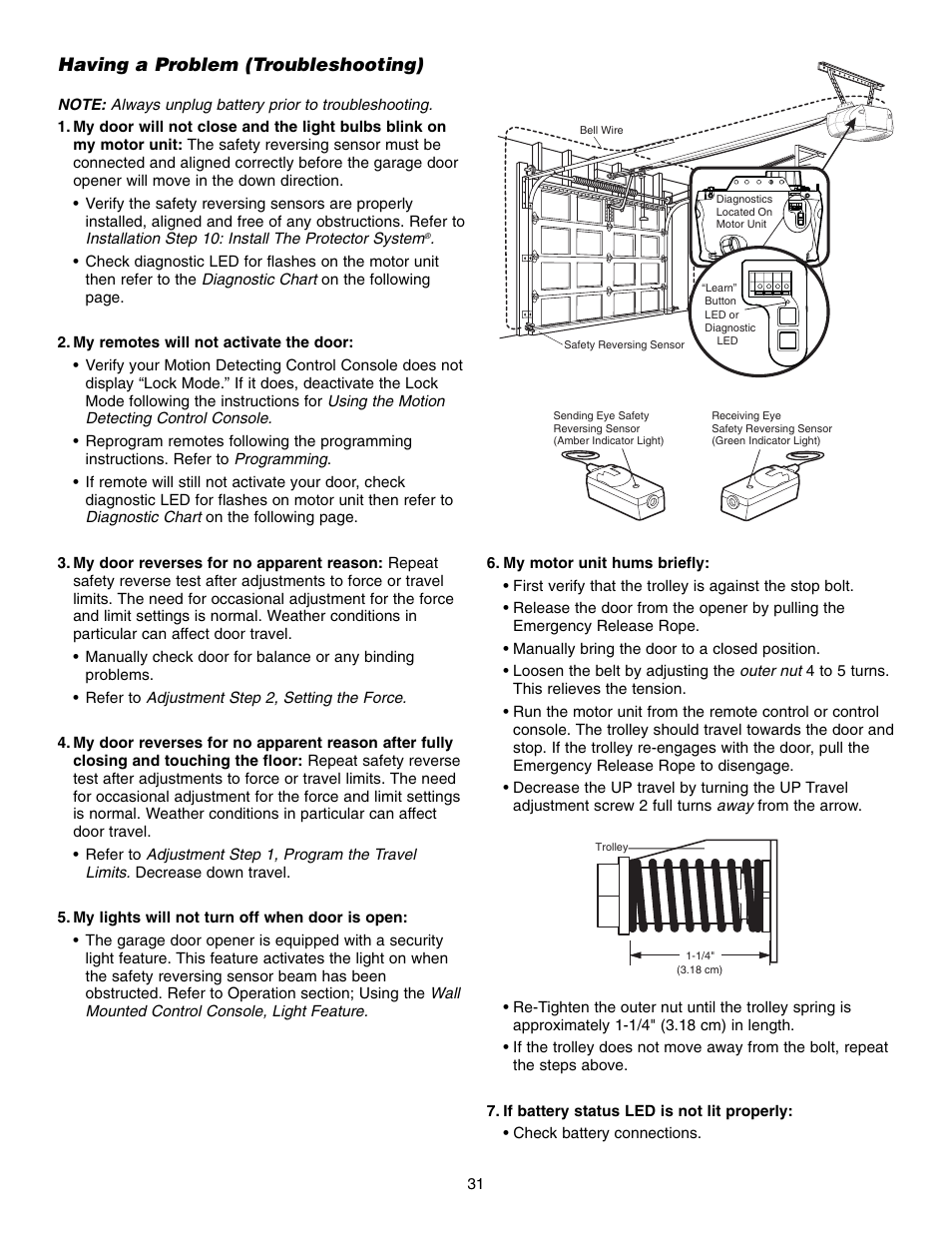 Having a problem (troubleshooting) | Chamberlain 3850 User Manual | Page 31 / 40