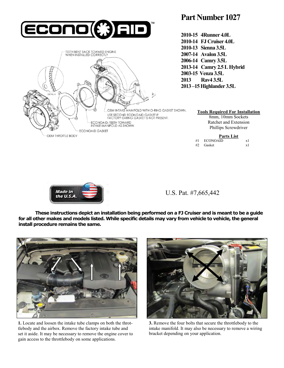 Airaid 1027 User Manual | 2 pages