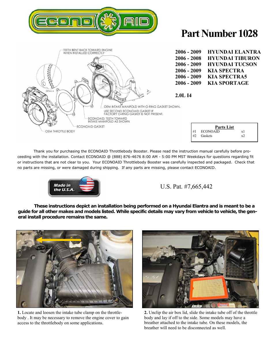 Airaid 1028 User Manual | 2 pages