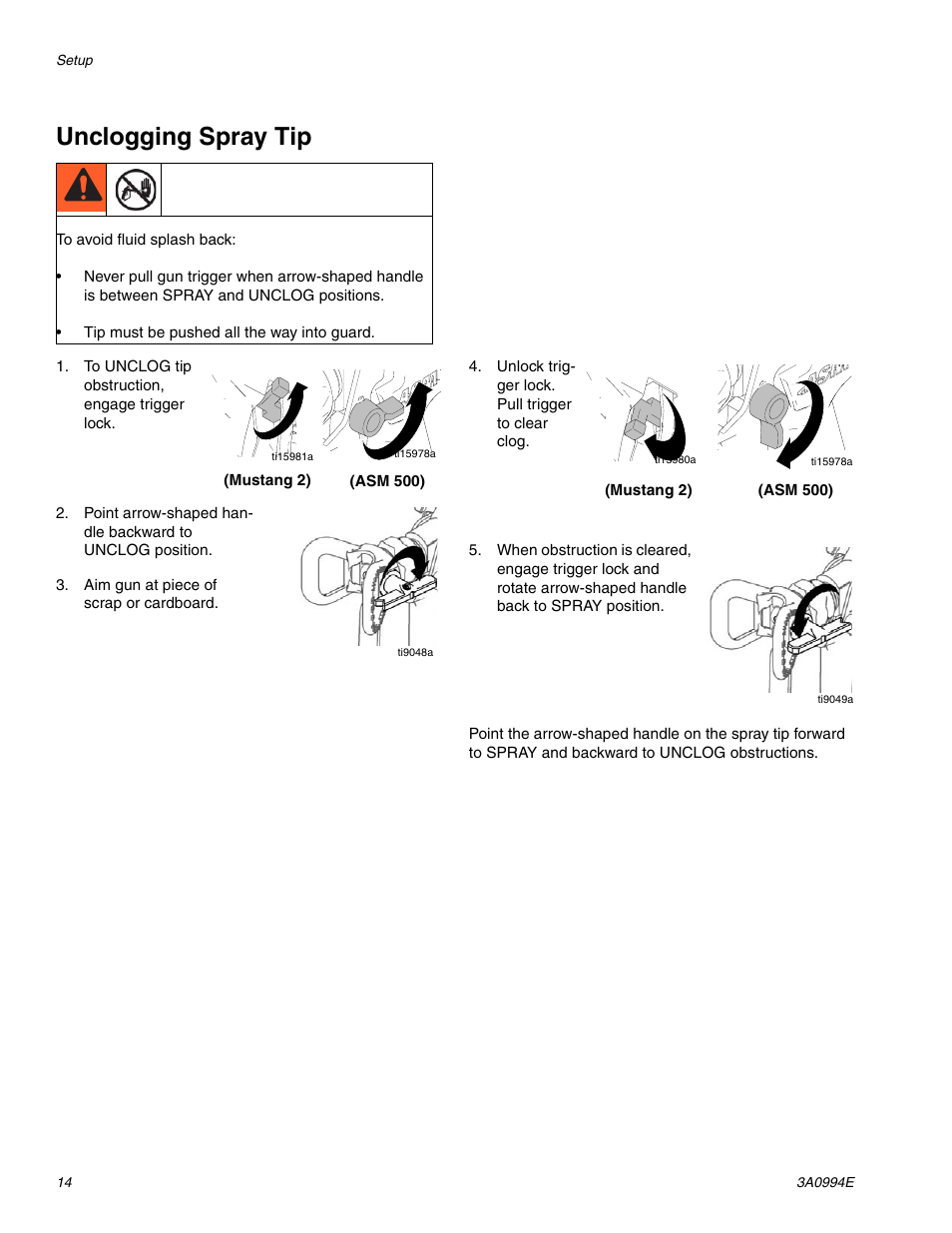 Unclogging spray tip | AIRLESSCO SP200 User Manual | Page 14 / 34